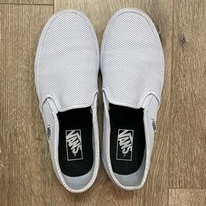 White leather slip on vans size 8.5 women’s